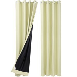 2 Panels 100% Blackout Curtains Gommet Top 42"Wx84"L Beige
